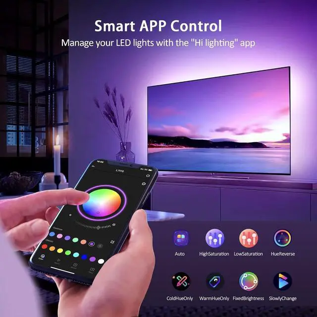 Alt view image 4 of 7 - HDMI LED Lights for TV, 32.8ft TV LED Backlight for 70-100 Inch, RGB LED Strip Lights Behind TV, APP Remote Control Music Sync TV Led Lights for Bedroom