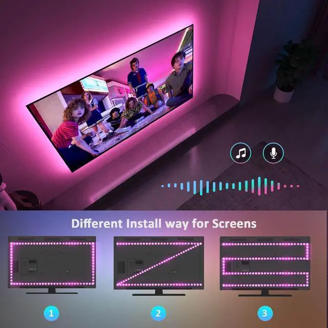 Alt view image 6 of 7 - HDMI LED Lights for TV, 32.8ft TV LED Backlight for 70-100 Inch, RGB LED Strip Lights Behind TV, APP Remote Control Music Sync TV Led Lights for Bedroom