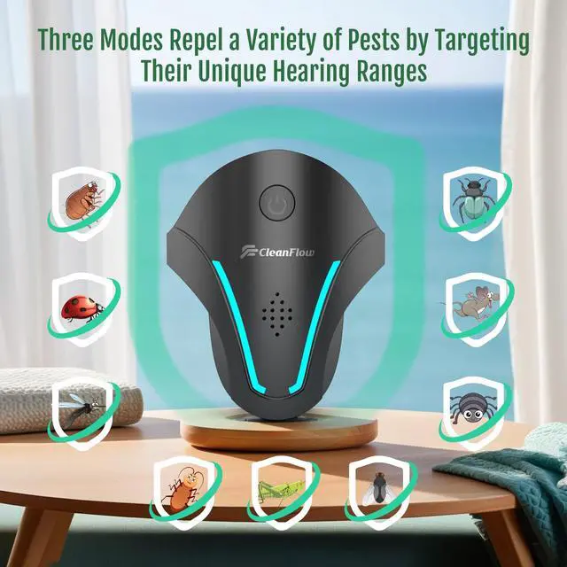 Alt view image 2 of 7 - Ultrasonic Indoor Repeller 3 Modes Pest Control for Rodents, Roaches, Mice, Bugs, Mosquitoes, Spiders, Ants 6 Pack