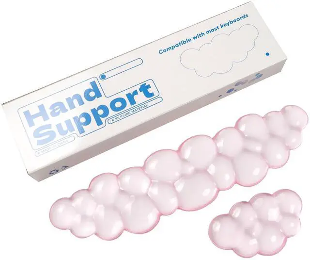 Main image of Ergonomic Gel Cloud Keyboard and Mouse Wrist Rest Set Clear Wrist Rest for Keyboard 60%/68%/75%, Comfort & Support for Typing and Gaming (Light Pink)