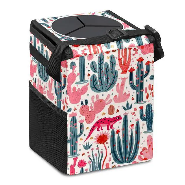 Alt view image 2 of 7 - Car Trash Can Lightweight and Portable with Durable Water-Resistant Coating, No Installation Required, Practical and Ample Capacity,Car Accessories Interior Car Organizer. Cactus