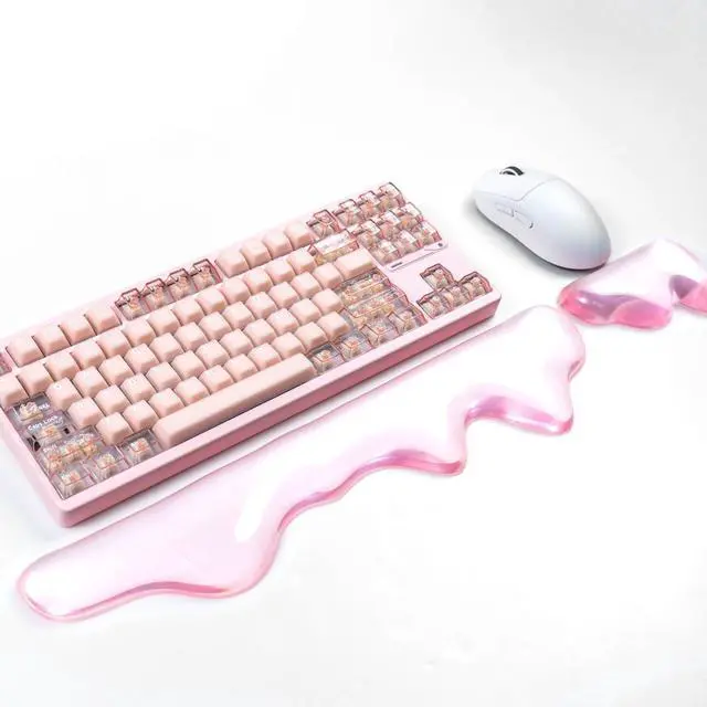 Main image of Gel Wrist Rest for Keyboard and Mouse, Pink Wrist Rest Set, Cute Wrist Rest for Computer Keyboard 60%/68%/75%,Comfort & Support for Typing and Gaming