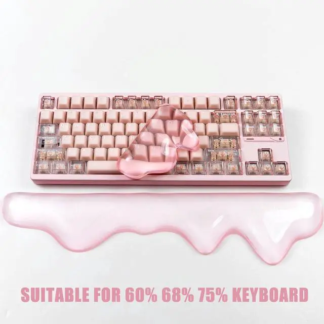 Alt view image 2 of 7 - Gel Wrist Rest for Keyboard and Mouse, Pink Wrist Rest Set, Cute Wrist Rest for Computer Keyboard 60%/68%/75%,Comfort & Support for Typing and Gaming