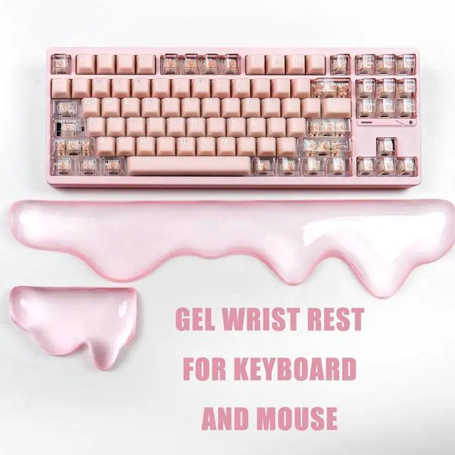 Alt view image 3 of 7 - Gel Wrist Rest for Keyboard and Mouse, Pink Wrist Rest Set, Cute Wrist Rest for Computer Keyboard 60%/68%/75%,Comfort & Support for Typing and Gaming