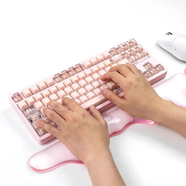 Alt view image 4 of 7 - Gel Wrist Rest for Keyboard and Mouse, Pink Wrist Rest Set, Cute Wrist Rest for Computer Keyboard 60%/68%/75%,Comfort & Support for Typing and Gaming