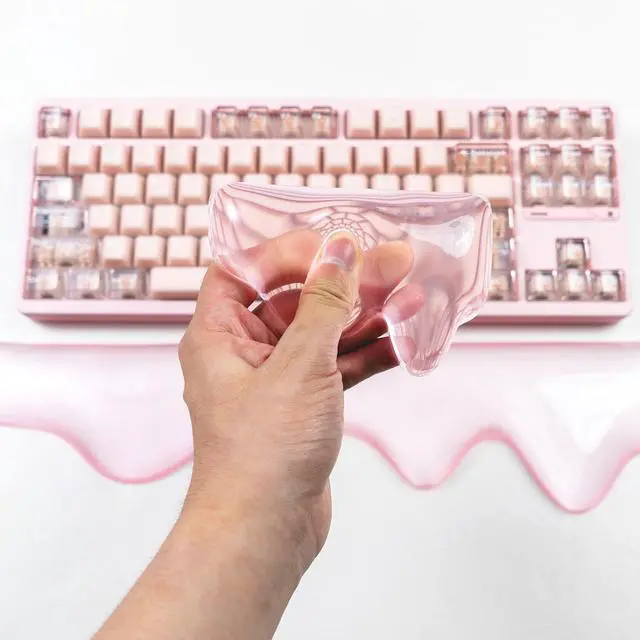 Alt view image 6 of 7 - Gel Wrist Rest for Keyboard and Mouse, Pink Wrist Rest Set, Cute Wrist Rest for Computer Keyboard 60%/68%/75%,Comfort & Support for Typing and Gaming