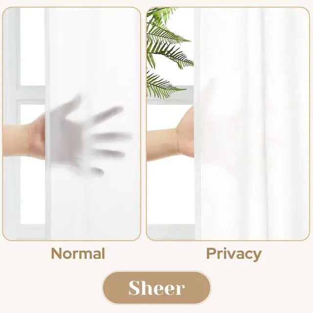Alt view image 4 of 7 - Non-See-Through White Privacy Sheer Curtains 52 X 84 Inches Long 2 Panels Sheer Curtains Light Filtering Window Curtains Drapes for Bedroom Living Room