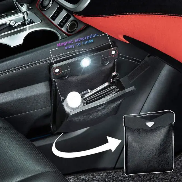 Alt view image 4 of 6 - LED Car Trash Can Garbage Bag Passenger Side Back Seat Hanging