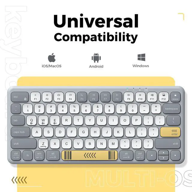 Alt view image 6 of 7 - BK50 Compact Bluetooth Keyboard, Portable, Vibrant Colors, Silent Typing, Syncs with 3 Devices Compatible with Tablet, iPad, iPhone, Windows