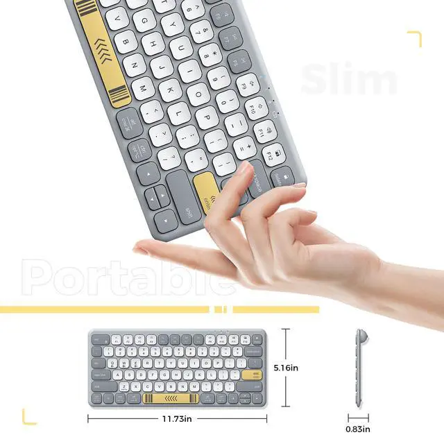 Alt view image 7 of 7 - BK50 Compact Bluetooth Keyboard, Portable, Vibrant Colors, Silent Typing, Syncs with 3 Devices Compatible with Tablet, iPad, iPhone, Windows