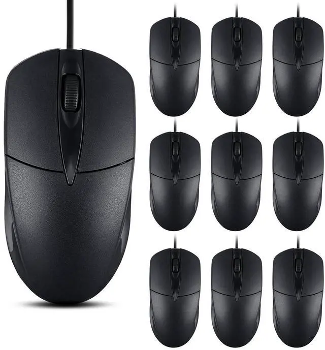 Main image of 10 PCS Black Wired Computer Mouse Bulk USB 1000 DPI 3 Button Corded Mouse with Home Office Noiseless Simple USB Mouse for Computer Laptop Desktop PC
