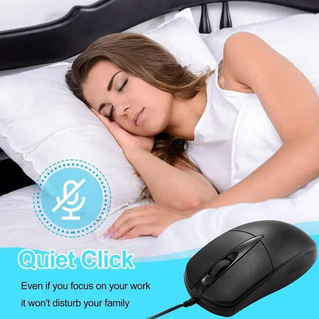 Alt view image 6 of 7 - 10 PCS Black Wired Computer Mouse Bulk USB 1000 DPI 3 Button Corded Mouse with Home Office Noiseless Simple USB Mouse for Computer Laptop Desktop PC