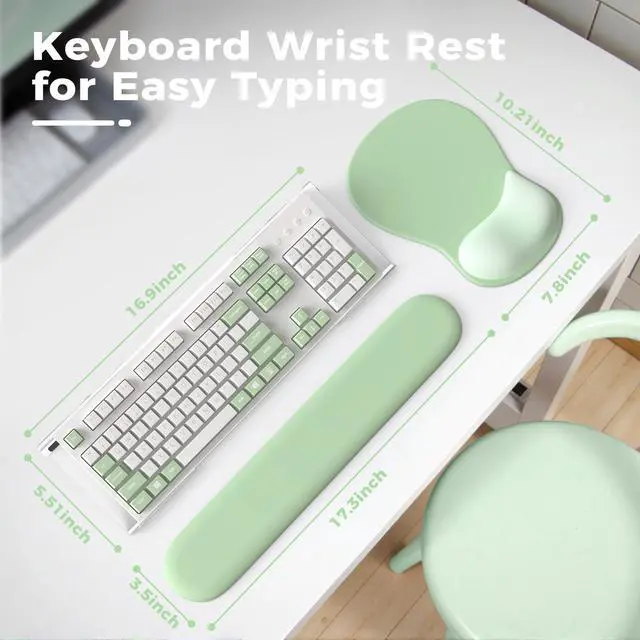 Alt view image 2 of 7 - Keyboard Wrist Rest,Ergonomic Mouse Pad with Wrist Support,Acrylic Clear Keyboard Stand for Desktop,Non-Slip Mousepad Set for Office Home Gaming (Green)