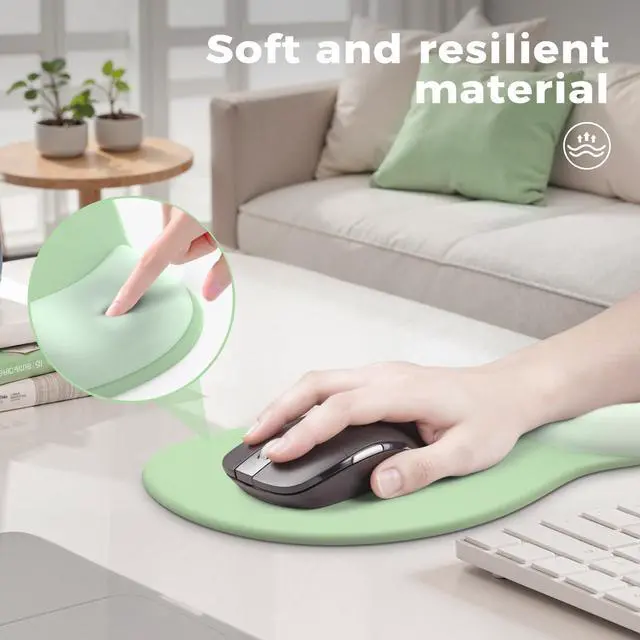 Alt view image 4 of 7 - Keyboard Wrist Rest,Ergonomic Mouse Pad with Wrist Support,Acrylic Clear Keyboard Stand for Desktop,Non-Slip Mousepad Set for Office Home Gaming (Green)