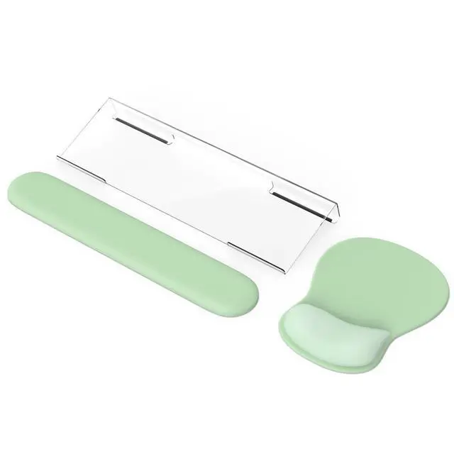 Alt view image 7 of 7 - Keyboard Wrist Rest,Ergonomic Mouse Pad with Wrist Support,Acrylic Clear Keyboard Stand for Desktop,Non-Slip Mousepad Set for Office Home Gaming (Green)