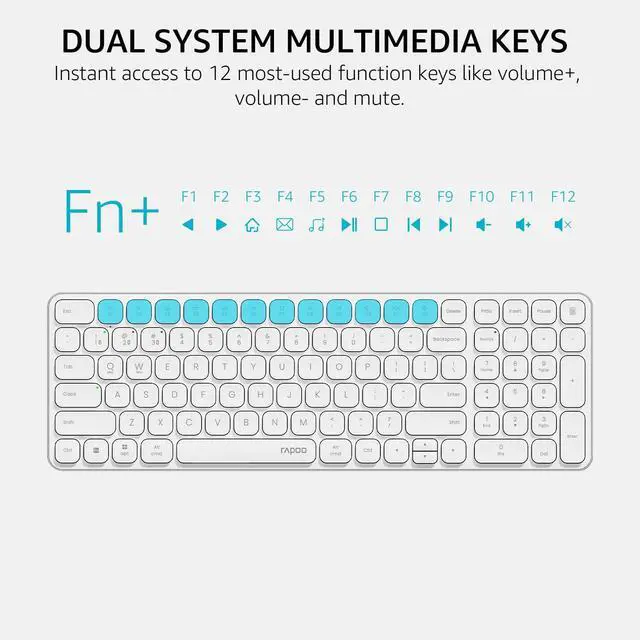 Alt view image 5 of 7 - E9350L Multi-Device Wireless Keyboard, Blade-Series E9350L 99-Key Ultra-Thin Keyboard, Support 4 Devices, Low-Profile, Quiet, USB-C, Rechargeable, Al-Alloy Frame, for Windows/Mac/Linux/Chrome