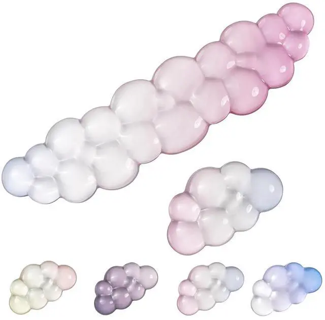 Main image of Gel Keyboard Wrist Rest Cloud Set, Clear Ergonomic Wrist Support and Arm Support Keyboard Rest for Typing Pain Relief, with Non-Slip Soft Washable Wrist Rest(Pink Blue)