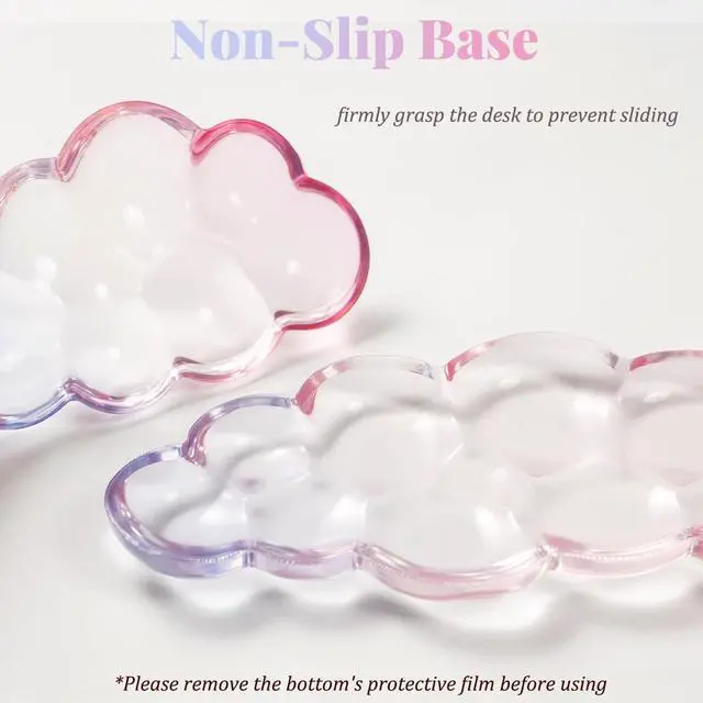 Alt view image 5 of 7 - Gel Keyboard Wrist Rest Cloud Set, Clear Ergonomic Wrist Support and Arm Support Keyboard Rest for Typing Pain Relief, with Non-Slip Soft Washable Wrist Rest(Pink Blue)