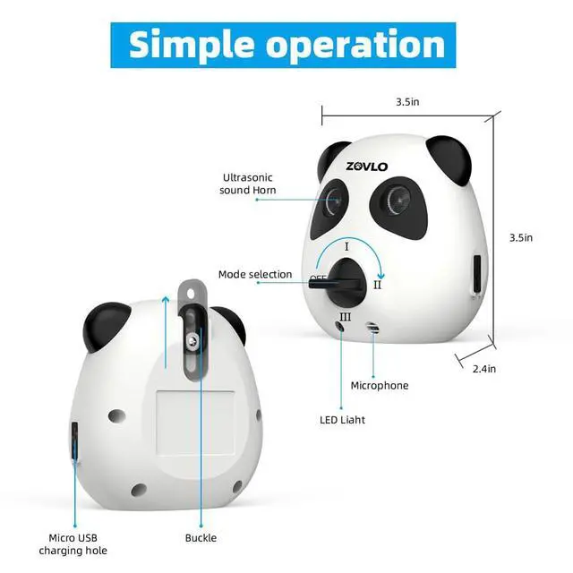 Alt view image 6 of 7 - Anti Barking Device for Dogs, Ultrasonic Dog Bark Deterrent Devices, Cute Panda Style Dog Barking Deterrent Devices,3 Modes Bark Box, Dog Barking Stopper Long Range for Indoor & Outdoor Use