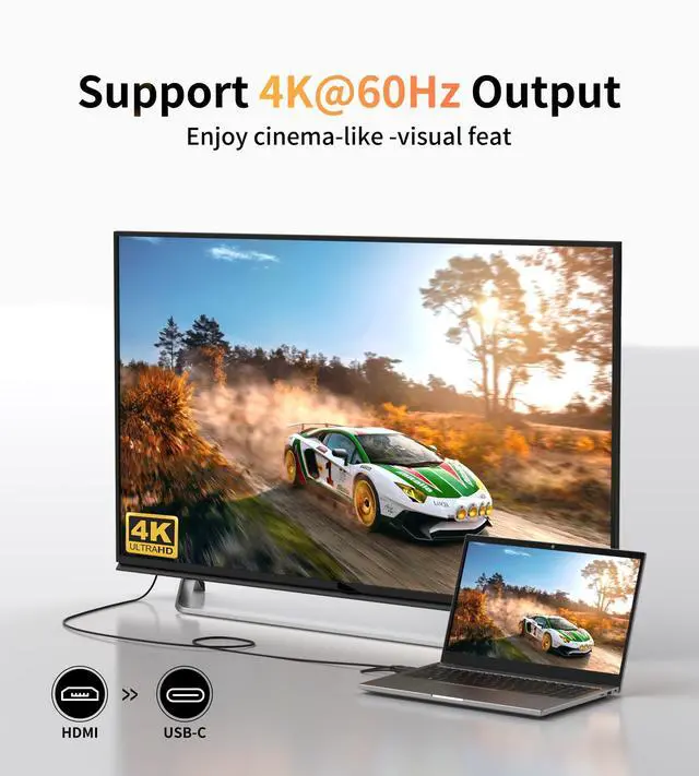 Alt view image 3 of 7 - HDMI to USB-C Cable, Xreal Air AR 4K@60Hz 6.6ft HDMI to Type-C,USB Powered, Hdmi to USB-C Adapter, Compatible for Mobile Monitor,Nreal Air, Xreal AR, Rokid air, Switch, Steam Deck