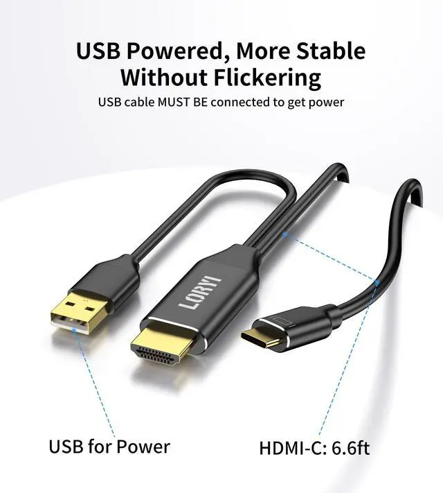 Alt view image 5 of 7 - HDMI to USB-C Cable, Xreal Air AR 4K@60Hz 6.6ft HDMI to Type-C,USB Powered, Hdmi to USB-C Adapter, Compatible for Mobile Monitor,Nreal Air, Xreal AR, Rokid air, Switch, Steam Deck