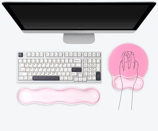Main image of Rest for Keyboard and Mouse - Ergonomic Pink Mouse Pad with Wrist Rest Support Non-Slip Base for Latop/Desktop/Office Home