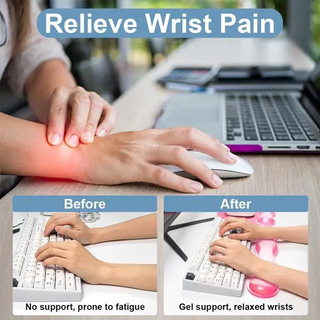 Alt view image 3 of 7 - Rest for Keyboard and Mouse - Ergonomic Pink Mouse Pad with Wrist Rest Support Non-Slip Base for Latop/Desktop/Office Home