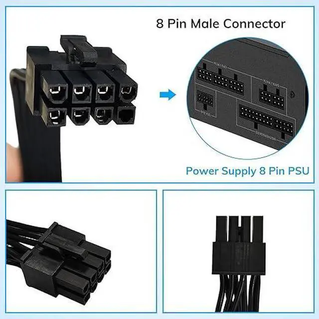 Alt view image 2 of 6 - 8 Pin PCIE Cable, 8 Pin Male to 6+2 Male GPU Power Cable, Compatible with Corsair, Thermaltake, ARESGAME Modular Power Supply (Not for EVGA PSU)
