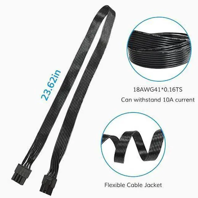 Alt view image 4 of 6 - 8 Pin PCIE Cable, 8 Pin Male to 6+2 Male GPU Power Cable, Compatible with Corsair, Thermaltake, ARESGAME Modular Power Supply (Not for EVGA PSU)