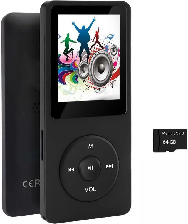 Main image of 64GB MP3 Player with Speaker Earphones Portable Music Player for Kids Support Music/Picture/Video/Voice Recording/E-Book Black