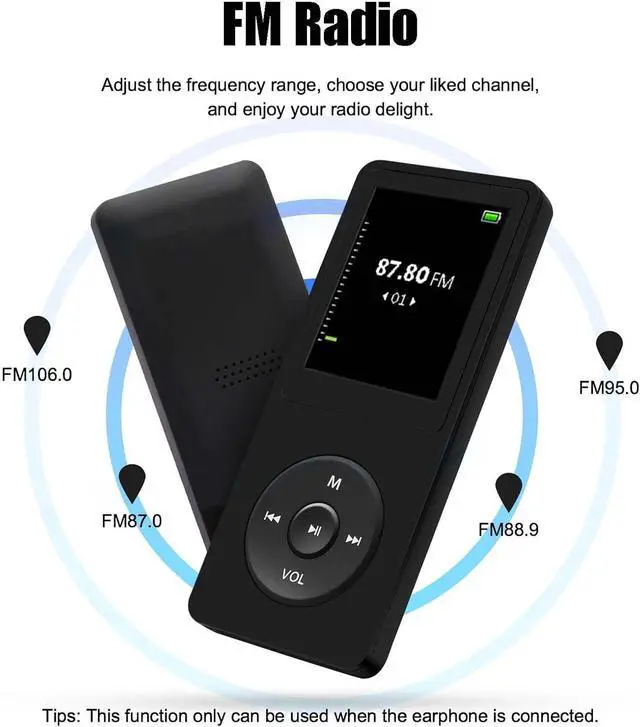 Alt view image 5 of 6 - 64GB MP3 Player with Speaker Earphones Portable Music Player for Kids Support Music/Picture/Video/Voice Recording/E-Book Black
