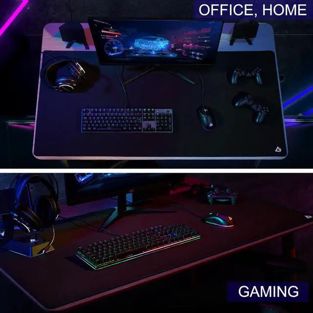Alt view image 3 of 7 - Large Gaming Mouse Pad, XXL Extended Computer Keyboard Mouse Mat with Stitched Edges, 31.5" x 15.7" Non-Slip Waterproof Rubber Base Office Big Long Mousepad for Work, Game, Office, Home, Black