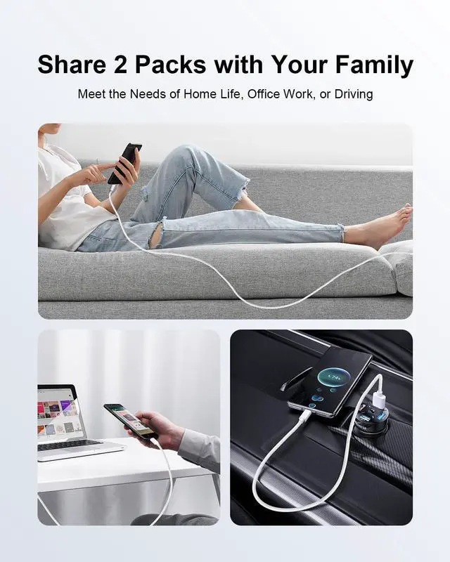 Alt view image 6 of 7 - USB to Lightning Cable 3ft 2pack, Apple MFi Certified iPhone Charger Cord Lead Nylon Braided Car Fast Charging Lightning Cable Apple Charging Cord for iPhone 14 13 12 11 Pro Max XS X 8 7Plus 6 SE iPad