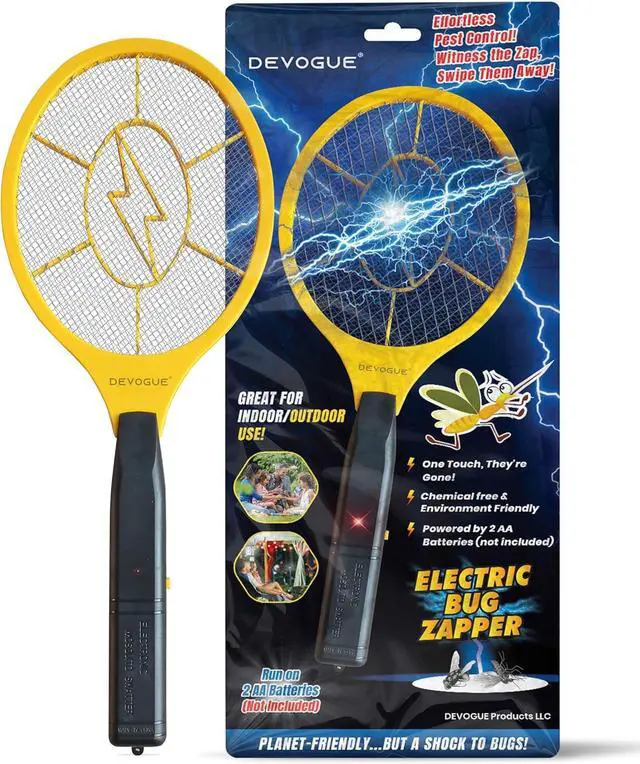 Main image of Electric Fly Swatter Bug Zapper Battery Operated Flies Killer Indoor and Outdoor Pest Control Mosquito Zapper and Insect Catcher Racket
