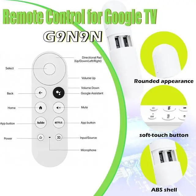 Alt view image 5 of 7 - Voice Remote Control Suitable for G9N9N, BENACES Replacement for TV Compatible with Google Chromecast 4k Snow, GA01409-US, GA01919-US, GA01920-US, GA01923-US, GA02463-US, GA02464-US