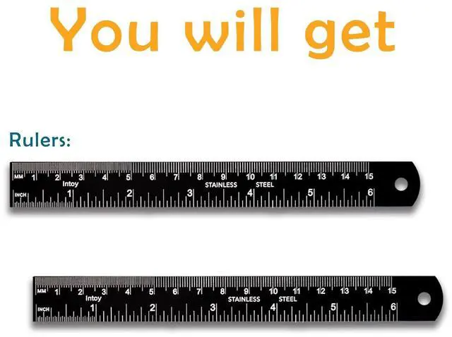 Alt view image 7 of 7 - Metal Ruler, 6 Inch Stainless Steel Straight Edge with Metric Measurement, 2 Pack, 15 Centimeters Straight Edge Ruler with Inch to MM Conversion Table for Students, Machinist and Drafting