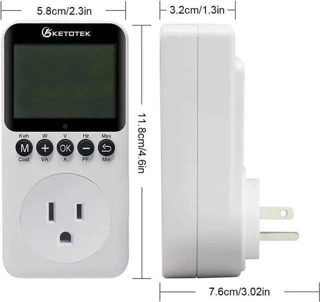Alt view image 5 of 7 - Watt Meter Power Meter Plug Electricity Usage Monitor for Home, Energy Monitor with LCD Display, Kilowatt Meter Socket Outlet, Voltage Amps Power Consumption Meter, Overload Protection
