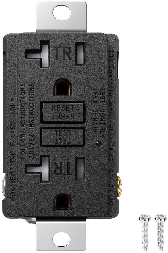 Main image of Baomain Generator GFCI Outlet 20Amp, Industrial Grade Self-Test Ground Fault Circuit Interrupter, Tamper-Resistant Receptacle,Heavy-Duty Receptacle, UL&CUL Certified, Matte Black (1-Pack)