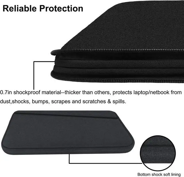 Alt view image 5 of 6 - Laptop Sleeve Case 17 inch, Durable Computer Carrying Bag with Front Pocket | Laptop Case, Computer Sleeve Handbag with Front Pocket, Laptop Cover for 15-16 Inch Notebook, Black