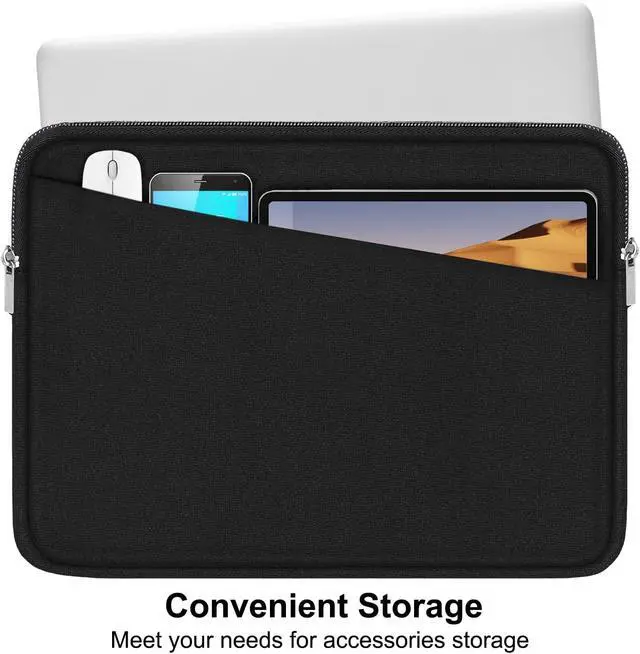 Alt view image 4 of 6 - Laptop Sleeve Case 17 inch, Durable Computer Carrying Bag with Front Pocket | Laptop Case, Computer Sleeve Handbag with Front Pocket, Laptop Cover for 15-16 Inch Notebook, Black