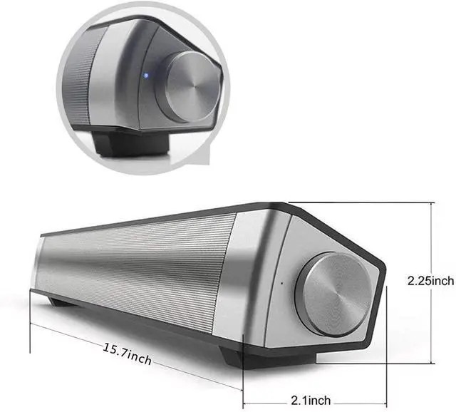 Alt view image 5 of 6 - 2 X 5W Mini Bluetooth Sound Bar, Wired and Wireless Home Theater Audio for Cell Phone/Tablet/Projector and Support TV with AUX/RCA Output