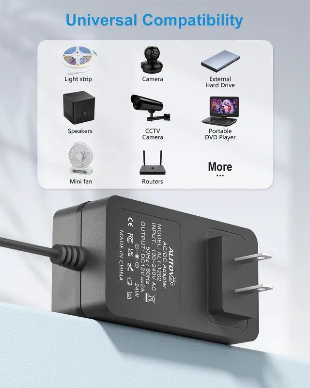 Alt view image 2 of 7 - 12V Power Supply 2A Universal AC Adapter 100-240V 50-60HZ to DC 12 Volt Power Cord 2Amp 1A 6.5FT with 14 Tips for DVD Player External Hard Drive Yamaha Piano Keyboard LED Light Router CCTV