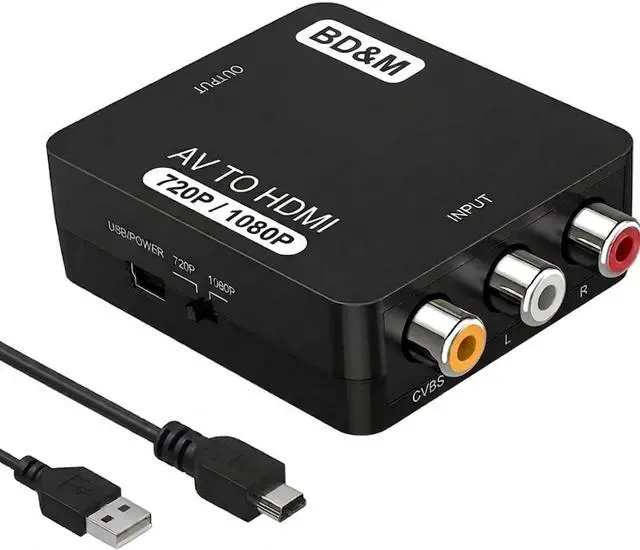Main image of RCA to HDMI Converter, AV to HDMI Adapter Supports PAL/NTSC for PS2, PS3, Xbox, VHS, VCR, DVD Players