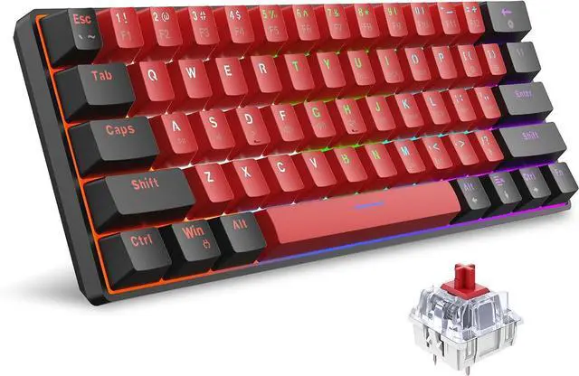 Main image of 60% Wired Mechanical Keyboard (Black-Red, Red Switches)