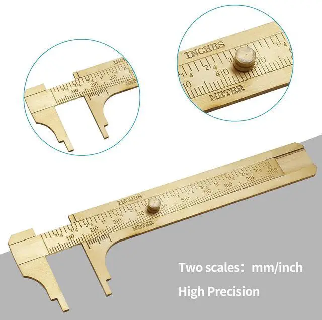 Alt view image 4 of 7 - Brass Pocket Vernier Caliper, 100mm Dual Scale