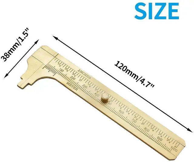 Alt view image 7 of 7 - Brass Pocket Vernier Caliper, 100mm Dual Scale
