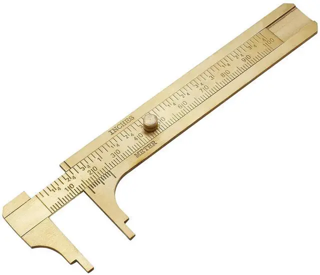 Main image of Brass Pocket Vernier Caliper, 100mm Dual Scale