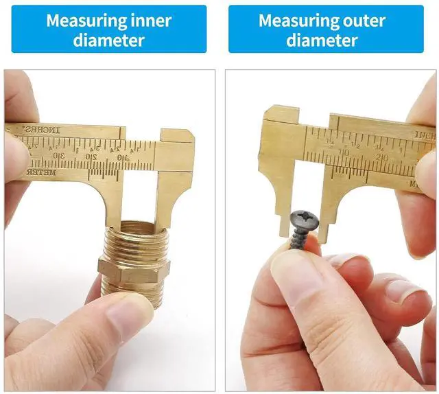 Alt view image 2 of 7 - Brass Pocket Vernier Caliper, 100mm Dual Scale