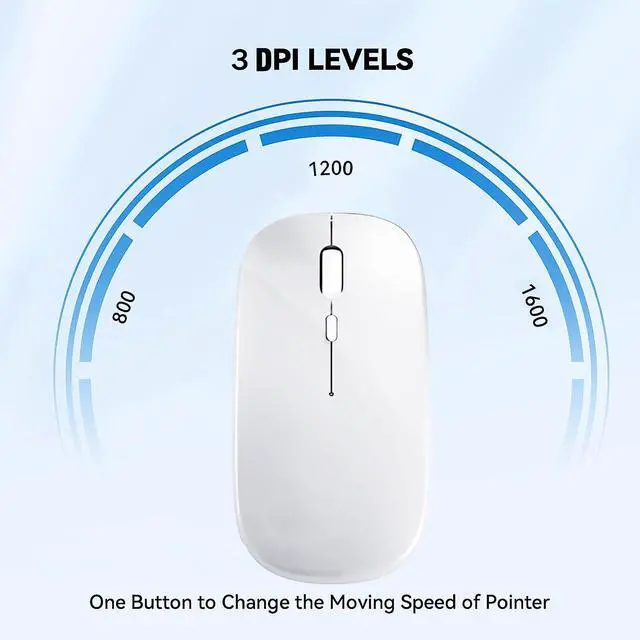Alt view image 6 of 7 - Wireless Bluetooth Mouse Rechargeable Laptop Mice Silent Slim Use(BT5.2 and 2.4G Portable USB Receiver) Dual Mode Computer Mouse for Laptop/iPad/Tablet/Apple/Computer/Mac(Bright White)