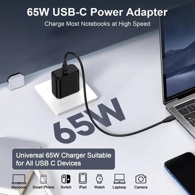 Alt view image 5 of 7 - 65W Super Fast Charger Type C for Samsung Galaxy S26 Ultra S26+ S26 S25 FE S25 Ultra S24 S23 S22 S21 A57 A56 A37 A36 A17 A16 A15 A14 5G, USB C Power Adapter Fast Charging Block Android Phone Charger
